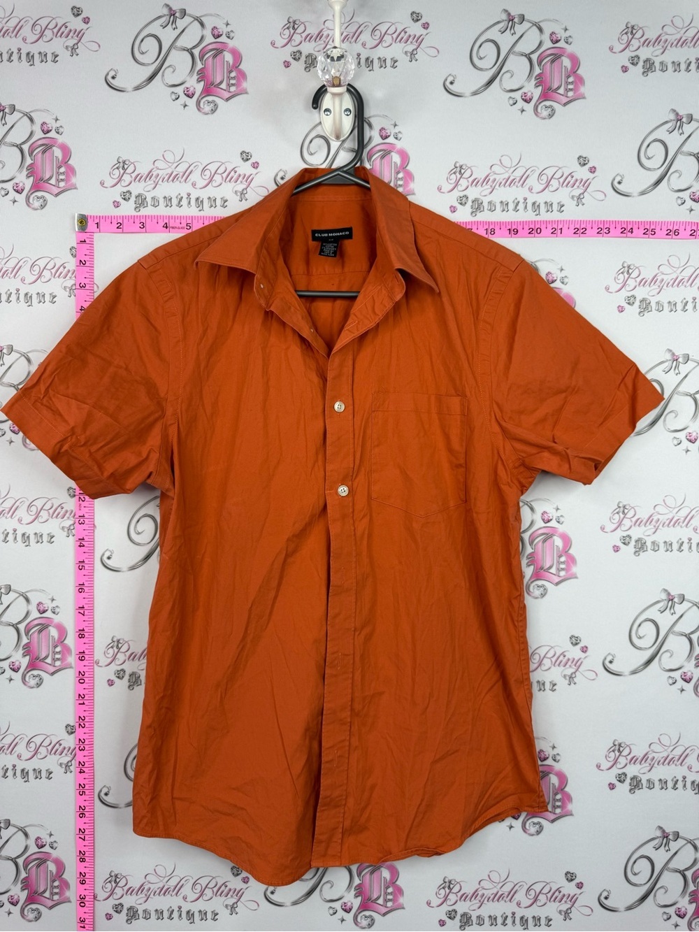 Club Monaco Short-Sleeve Button-Down Shirt in Orange
